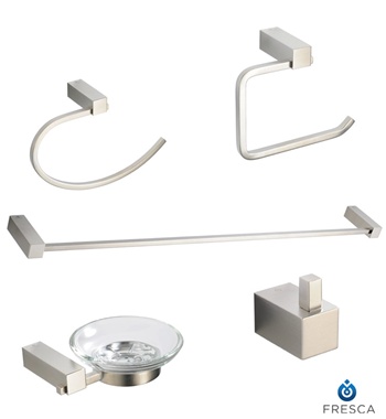 Fresca Ottimo 5-Piece Bathroom Accessory Set - Brushed Nickel