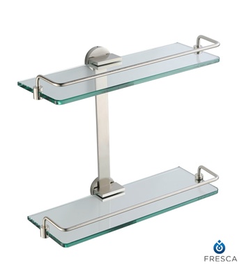 Fresca 2 Tier Bathroom Glass Shelf - Brushed Nickel