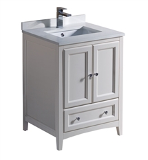 Fresca Oxford 24" Antique White Traditional Bathroom Cabinet with Top & Sinks