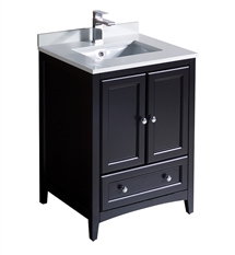 Fresca Oxford 24" Espresso Traditional Bathroom Cabinet with Top & Sinks