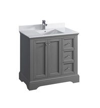 Fresca Windsor 36" Gray Textured Traditional Bathroom Cabinet with Top & Sink