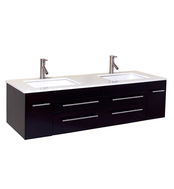 Fresca Bellezza 59" Espresso Modern Double Sink Cabinet with Top & Sinks
