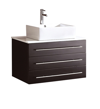 Fresca Modello 32" Espresso Modern Bathroom Cabinet with Top & Vessel Sink