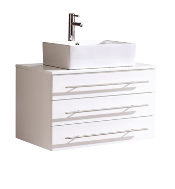Fresca Modello 32" White  Modern Bathroom Cabinet with Top & Vessel Sink