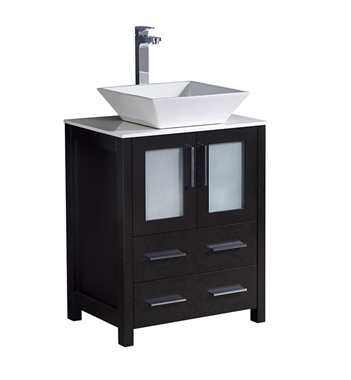 Fresca Torino 24" Espresso Modern Bathroom Cabinet with Top &Vessel Sink