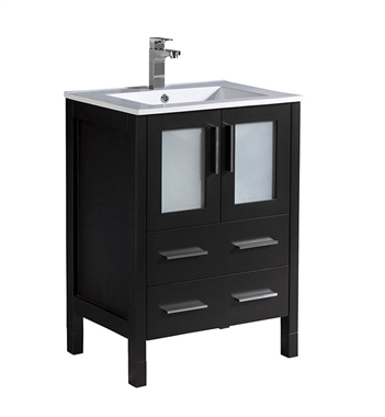 Fresca Torino 24" Espresso Modern Bathroom Cabinet with Integrated Sink