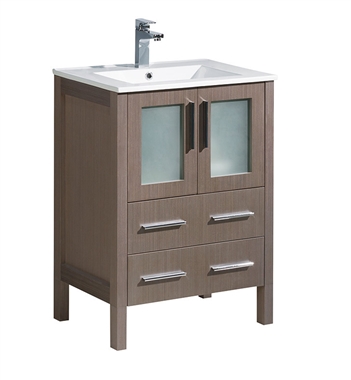 Fresca Torino 24" Grey Oak Modern Bathroom Cabinet with Integrated Sink