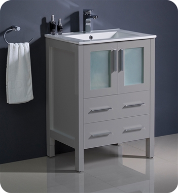 Fresca Torino 24" Grey Modern Bathroom Cabinet with Integrated Sink