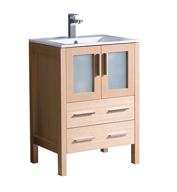 Fresca Torino 24" Light Oak Modern Bathroom Cabinet with Integrated Sink