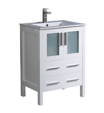 Fresca Torino 24" White Modern Bathroom Cabinet with Integrated Sink