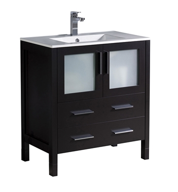 Fresca Torino 30" Espresso Modern Bathroom Cabinet with Integrated Sink