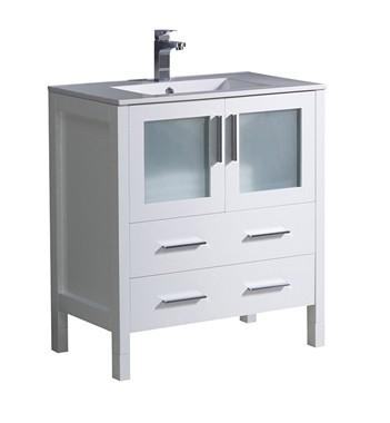 Fresca Torino 30" White Modern Bathroom Cabinet with Integrated Sink