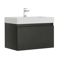 Fresca Mezzo 30" Black Wall Hung Modern Bathroom Cabinet with Integrated Sink