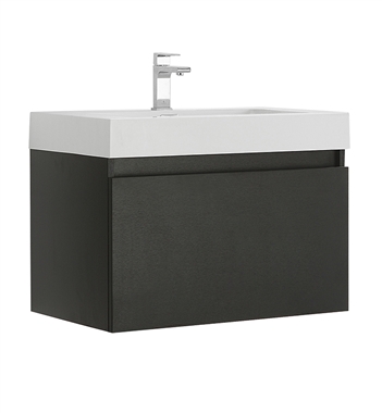 Fresca Mezzo 30" Black Wall Hung Modern Bathroom Cabinet with Integrated Sink