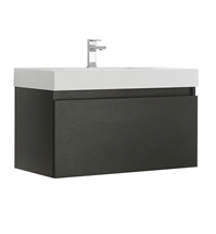 Fresca Mezzo 36" Black Wall Hung Modern Bathroom Cabinet with Integrated Sink