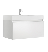 Fresca Mezzo 36" White Wall Hung Modern Bathroom Cabinet with Integrated Sink