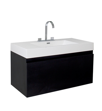 Fresca Mezzo 39" Black Modern Bathroom Cabinet with Integrated Sink