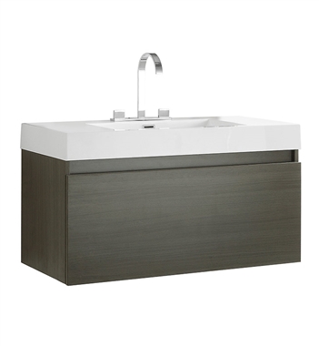 Fresca Mezzo 39" Gray Oak Modern Bathroom Cabinet with Integrated Sink