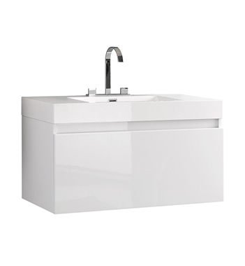 Fresca Mezzo 39" White Modern Bathroom Cabinet with Integrated Sink