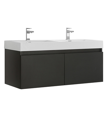 Fresca Mezzo 48" Black Wall Hung Double Sink Modern Bathroom Cabinet with Integrated Sink