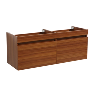 Fresca Mezzo 48" Teak Wall Hung Double Sink Modern Bathroom Cabinet