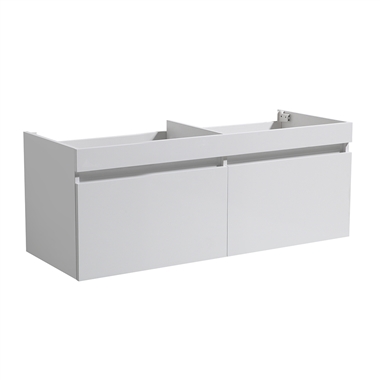 Fresca Mezzo 48" White Wall Hung Double Sink Modern Bathroom Cabinet