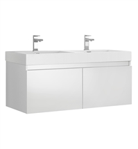 Fresca Mezzo 48" White Modern Bathroom Vanity with Double Integrated Sink