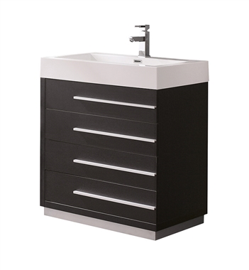Fresca Livello 30" Black Modern Bathroom Cabinet with Integrated Sink