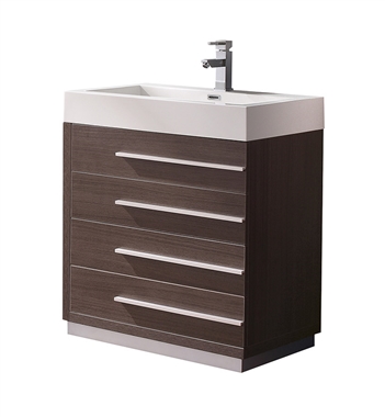 Fresca Livello 30" Gray Oak Modern Bathroom Cabinet with Integrated Sink