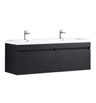 Fresca Largo 57" Black Modern Double Sink Bathroom Cabinet with Integrated Sinks