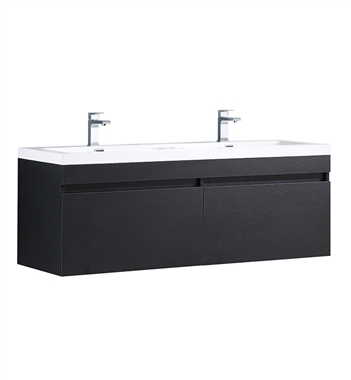 Fresca Largo 57" Black Modern Double Sink Bathroom Cabinet with Integrated Sinks