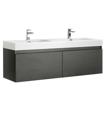 Fresca Mezzo 60" Black Wall Hung Double Sink Modern Bathroom Cabinet with Integrated Sink