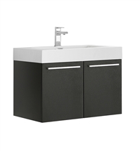 Fresca Vista 30" Black Wall Hung Modern Bathroom Cabinet with Integrated Sink