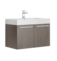 Fresca Vista 30" Gray Oak Wall Hung Modern Bathroom Cabinet with Integrated Sink