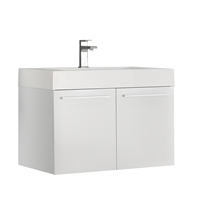 Fresca Vista 30" White Wall Hung Modern Bathroom Cabinet with Integrated Sink