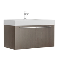 Fresca Vista 36" Gray Oak Modern Bathroom Cabinet with Integrated Sink