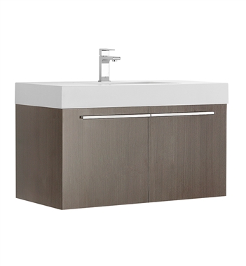 Fresca Vista 36" Gray Oak Modern Bathroom Cabinet with Integrated Sink