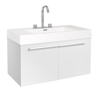 Fresca Vista 36" White Modern Bathroom Cabinet with Integrated Sink