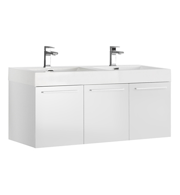 Fresca Vista 48" White Modern Bathroom Vanity with Integrated Double Sink