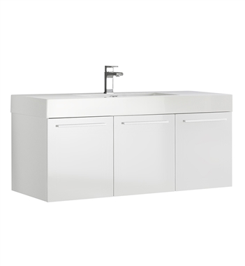 Fresca Vista 48" White Modern Bathroom Vanity with Integrated Single Sink