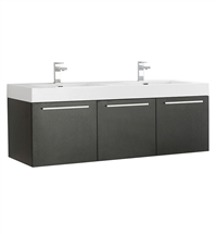 Fresca Vista 60" Black Wall Hung Double Sink Modern Bathroom Cabinet with Integrated Sink