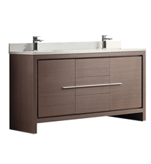 Fresca Allier 60" Gray Oak Modern Double Sink Bathroom Cabinet with Top & Sinks