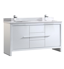 Fresca Allier 60" White Modern Double Sink Bathroom Cabinet with Top & Sinks