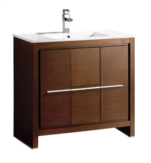 Fresca Allier 36" Wenge Brown Modern Bathroom Cabinet with Sink