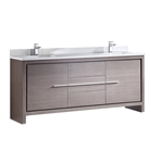 Fresca Allier 72" Gray Oak Modern Double Sink Bathroom Cabinet with Top & Sinks