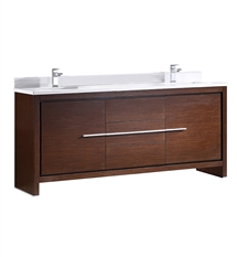 Fresca Allier 72" Wenge Brown Modern Double Sink Bathroom Cabinet with Top & Sinks