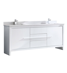 Fresca Allier 72" White Modern Double Sink Bathroom Cabinet with Top & Sinks