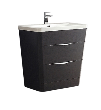Fresca Milano 32" Chestnut Modern Bathroom Cabinet with Integrated Sink
