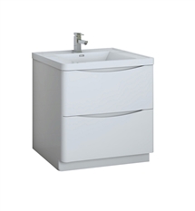 Fresca Tuscany 32" Glossy White Free Standing Modern Bathroom Cabinet with Integrated Sink