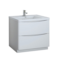 Fresca Tuscany 36" Glossy White Free Standing Modern Bathroom Cabinet with Integrated Sink